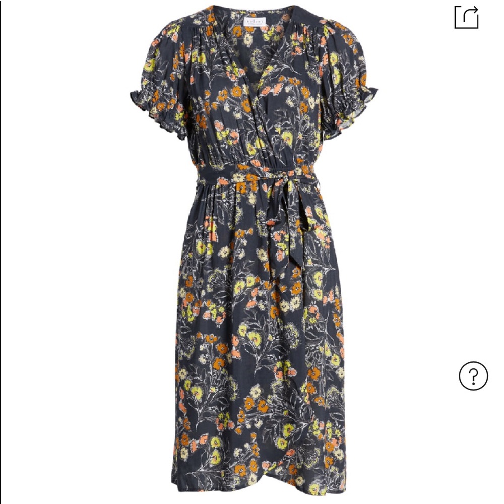 Velvet by Graham & Spencer Floral Wrap Dress - Black, Orange, Yellow